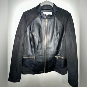 NWOT • Marc New York Womens Black Faux Leather + Suede Jacket • Size M